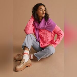 Anthropologie Mock Neck Cable-Knit Sweater